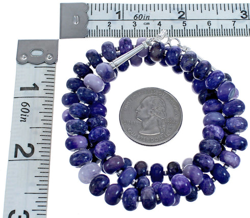 Charoite Sterling Silver Rondelle Bead Necklace BX120613